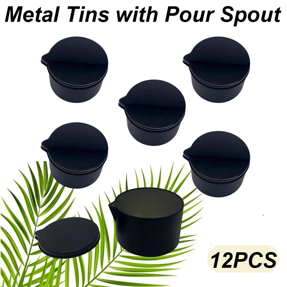 Candle Making Jug - 12PCS Silver Black Metal Tins with