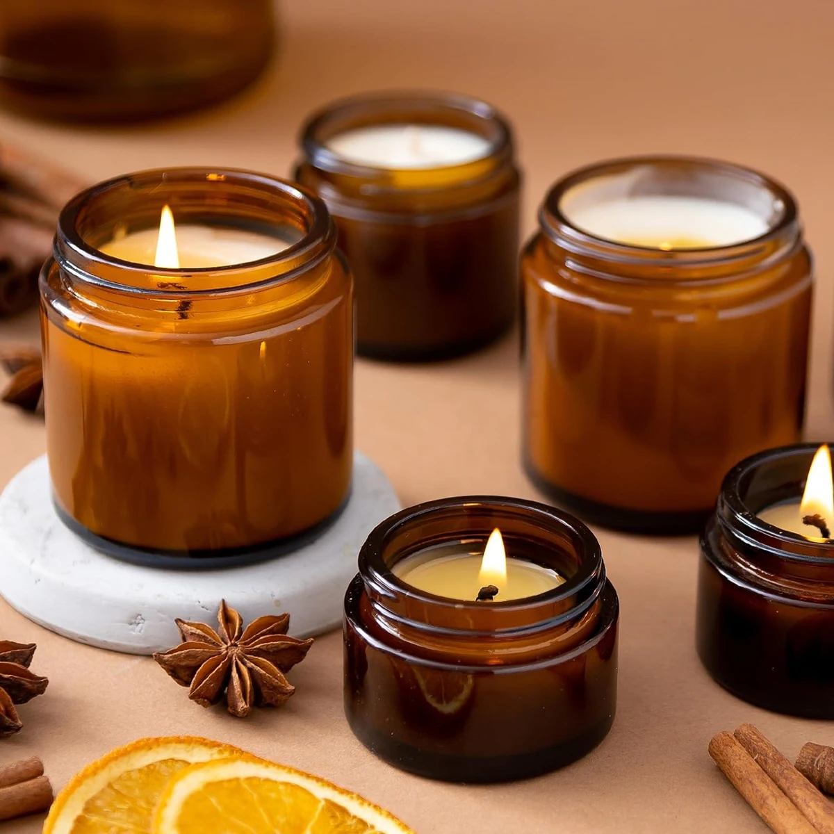 Glass Candle Jars, 4oz Amber R - Candle Making Jars With Lids ulasan dan harga