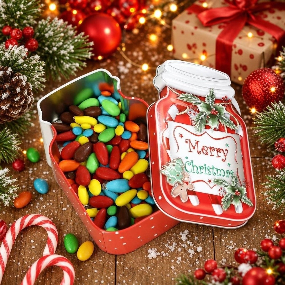 Metal Christmas Tin Box with L - Tin Container Lid ulasan dan harga
